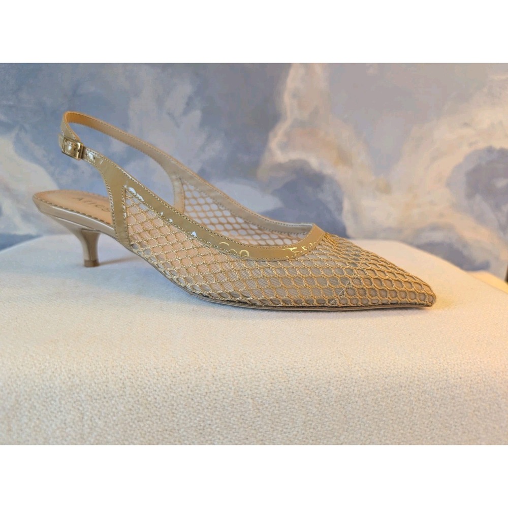 NEW! Allegra James 9.5-10 Patent Leather And Mesh 'Jacqui' Kitten Heels $215